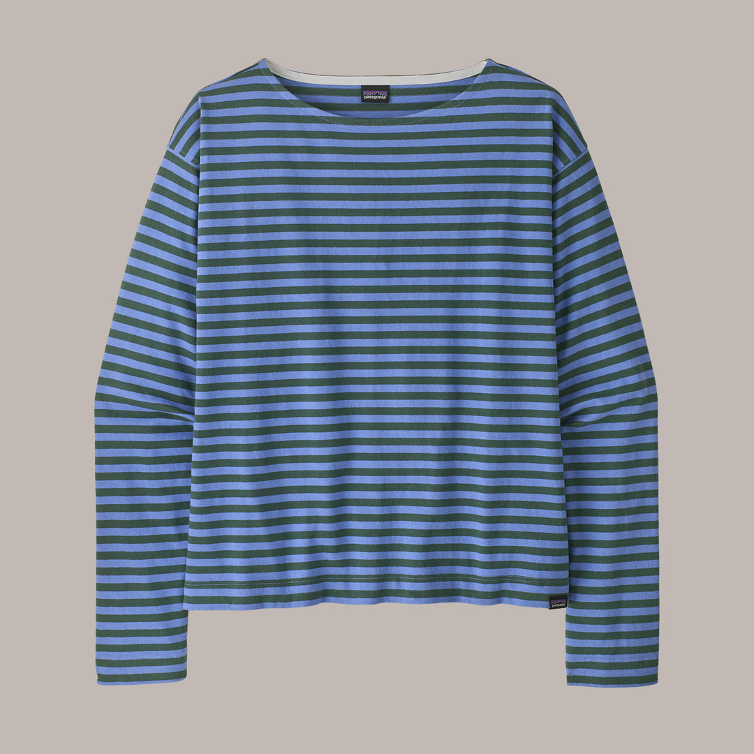 Patagonia Women's Long-Sleeved Mariner Top - Even Stripe: Diver Blue - Sun Diego Boardshop
