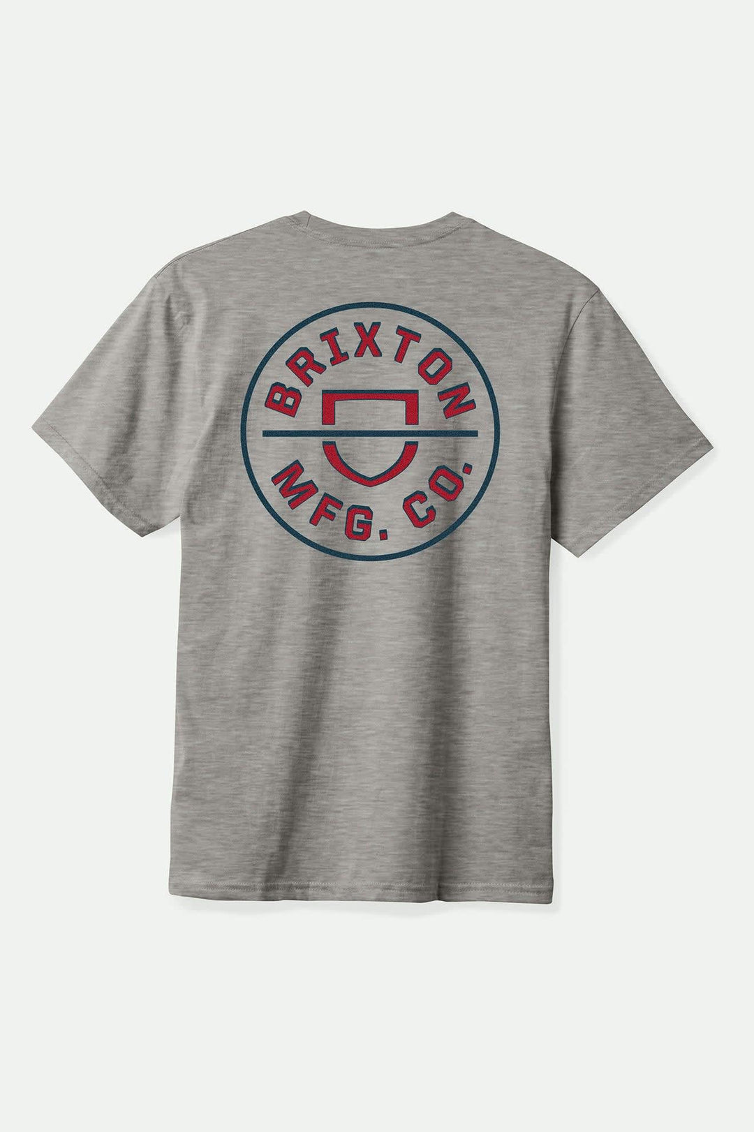 Brixton Crest Ii Standard T-Shirt - Heather Grey/Navy/Dark Red - Sun Diego Boardshop