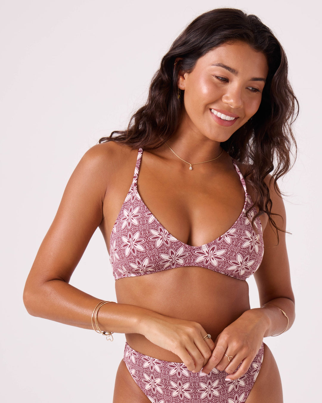 Roxy Batik Bloom Athletic Triangle Bikini Top - Port - Sun Diego Boardshop