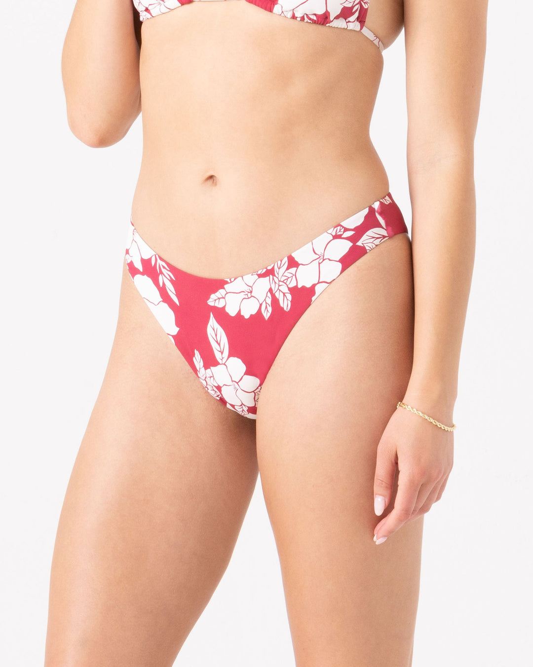 Roxy Hibiscus Hideaway Scoop Cheeky Bikini Bottom - Holly Berry - Sun Diego Boardshop
