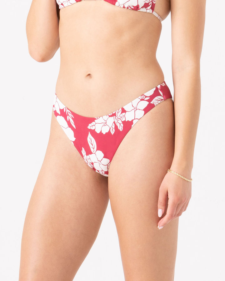Roxy Hibiscus Hideaway Scoop Cheeky Bikini Bottom - Holly Berry - Sun Diego Boardshop