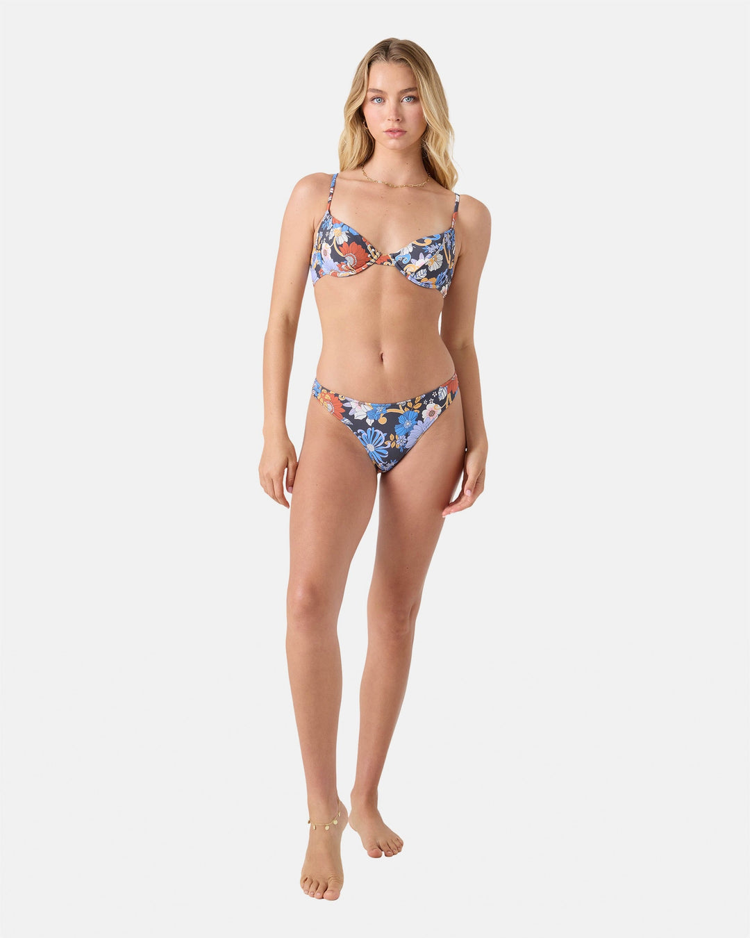 Roxy Women's Soul Flower Smocked Demi Underwire Bikini Top - Gray Combo - Sun Diego Boardshop