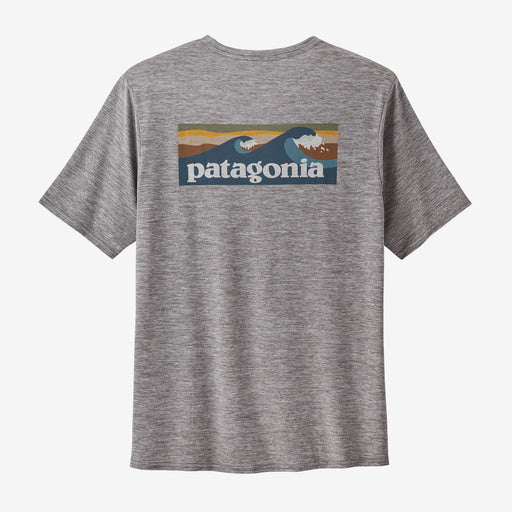 Patagonia Men's Capilene Cool Daily Graphic Shirt - Waters - BOARDSHORT LOGO ABALONE BLUE: FEATHER GREY - Sun Diego Boardshop