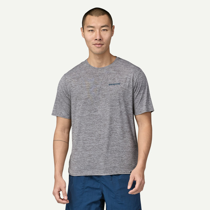 Patagonia Men's Capilene Waters Cool Daily Graphic Shirt - BOARDSHORT LOGO ABALONE BLUE FEATHER GREY - Sun Diego Boardshop