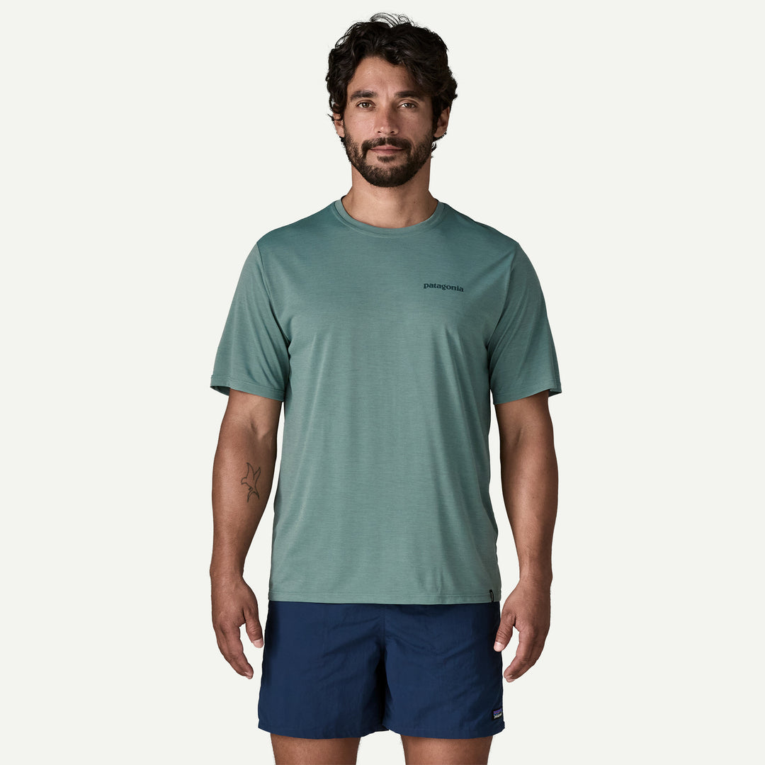 Patagonia Men's Capilene Cool Daily Shirt - Boardshort Logo - Blue Sage- Light Blue Sage X-Dye - Sun Diego Boardshop