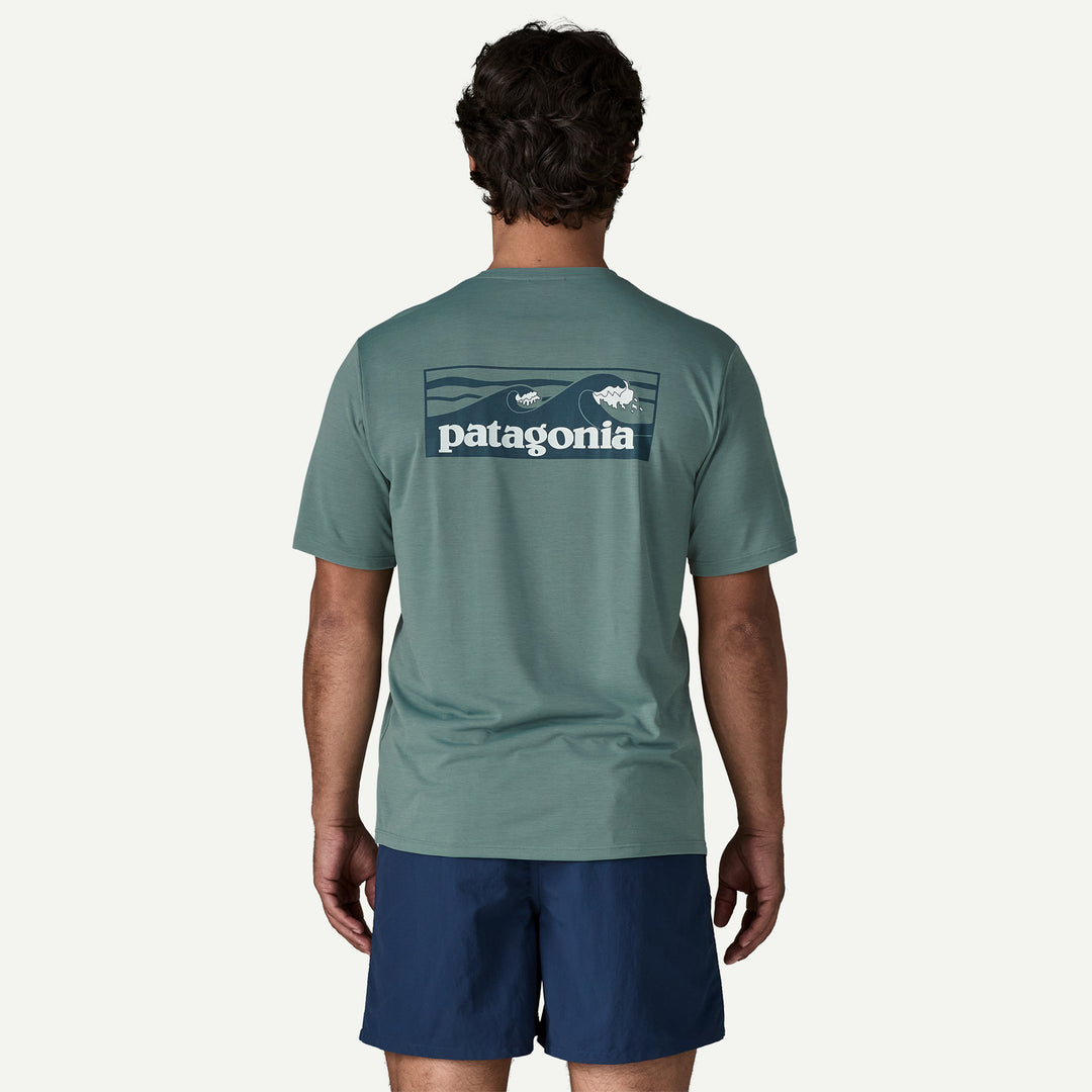 Patagonia Men's Capilene Cool Daily Shirt - Boardshort Logo - Blue Sage- Light Blue Sage X-Dye - Sun Diego Boardshop