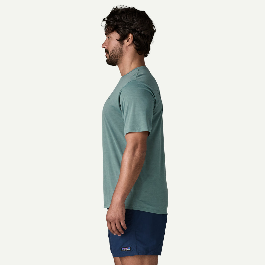 Patagonia Men's Capilene Cool Daily Shirt - Boardshort Logo - Blue Sage- Light Blue Sage X-Dye - Sun Diego Boardshop
