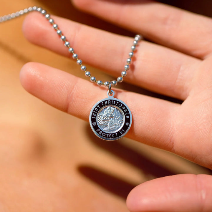 Getback Supply Medium St. Christopher Necklace - Silver-Black