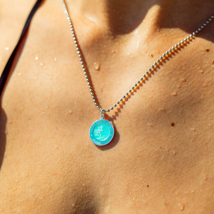 Getback Supply Medium St. Christopher Necklace - Aqua/Aqua
