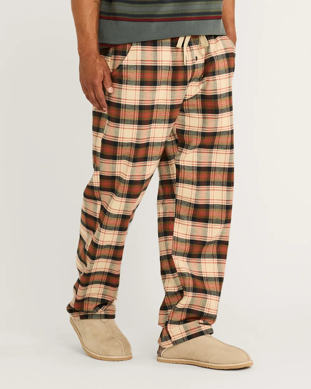 Pendleton MEN'S PLAID FLANNEL PAJAMA PANTS - TAN/BLACK/BRICK PLAID - Sun Diego Boardshop