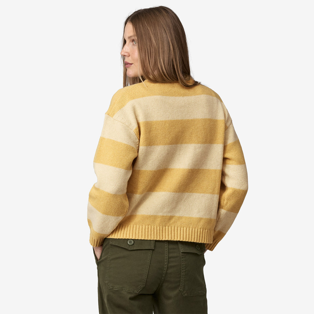 Patagonia Women's Recycled Wool-Blend Sweater Jacket - HAPPY STRIPE BEESWAX TAN - Sun Diego Boardshop