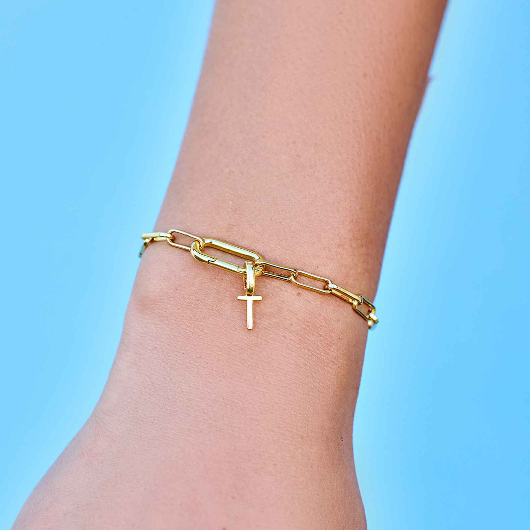 Pura Vida Harper Oval Charm Chain Bracelet - Gold