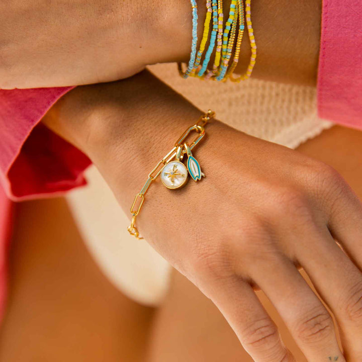 Pura Vida Harper Oval Charm Chain Bracelet - Gold