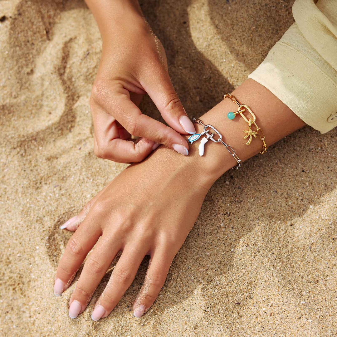 Pura Vida Harper Oval Charm Chain Bracelet - Gold