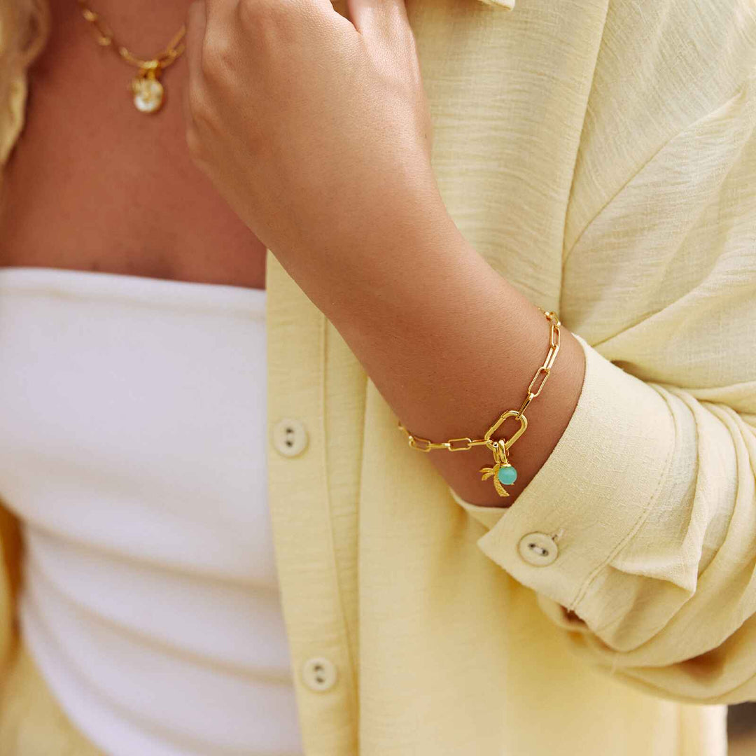 Pura Vida Harper Oval Charm Chain Bracelet - Gold