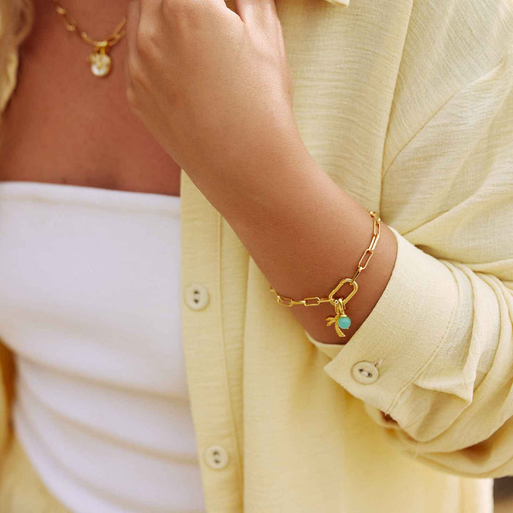 Pura Vida Harper Oval Charm Chain Bracelet - Gold