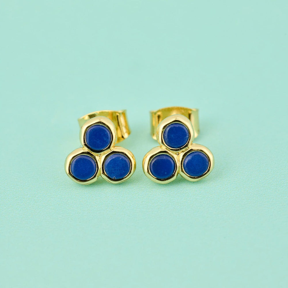 Pura Vida Bracelets Surfrider Three Stone Stud Earrings - GOLD - Sun Diego Boardshop