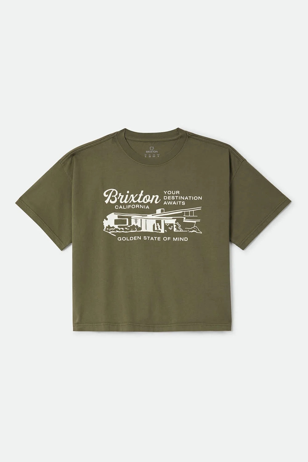 Brixton Women's Your Destination Awaits Boxy Crop Top - Dark Olive - Sun Diego Boardshop