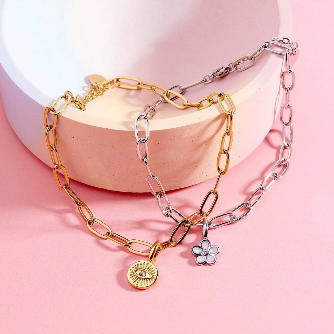 Pura Vida Harper Paperclip Chain Anklet - Gold