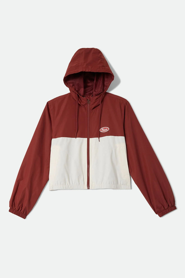 Brixton Women's Parsons Lightweight Hooded Windbreaker - Dark Brick/Whitecap - Sun Diego Boardshop