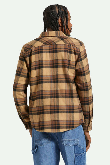 Brixton Bowery L/S Flannel - TIGERS EYE/PINECONE BROWN/WASHED BLACK - Sun Diego Boardshop