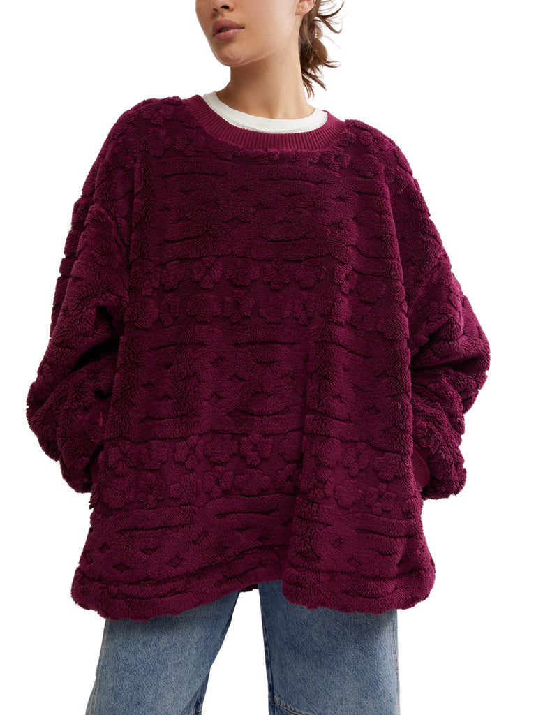 Free People Cable Knit Sweatshirt - BERRY COMBO - Sun Diego Boardshop