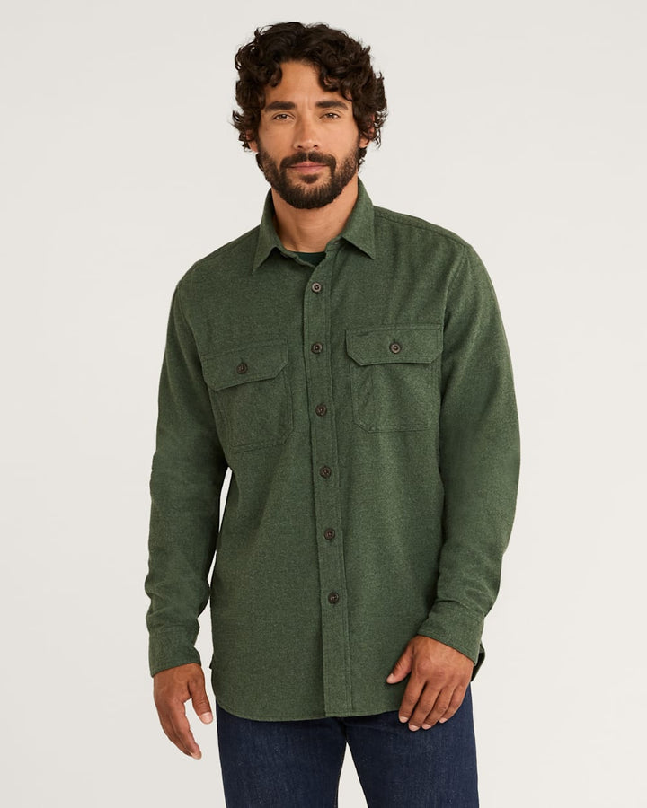 Pendleton MEN'S BURNSIDE DOUBLEBRUSHED FLANNEL SHIRT - GREEN HEATHER - Sun Diego Boardshop