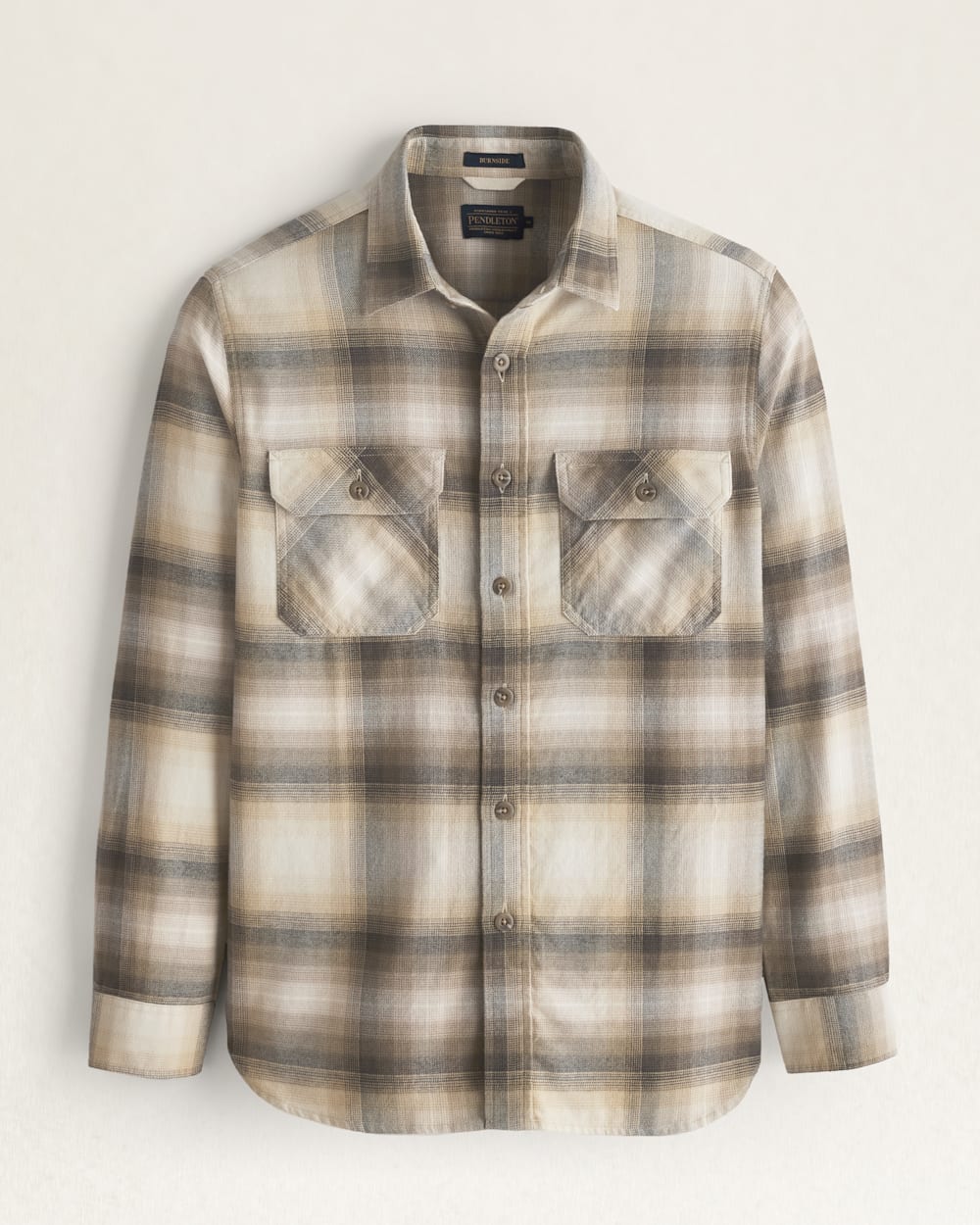 Pendleton MEN'S PLAID BURNSIDE DOUBLEBRUSHED FLANNEL SHIRT - BROWN/KHAKI/CREAM PLAID - Sun Diego Boardshop