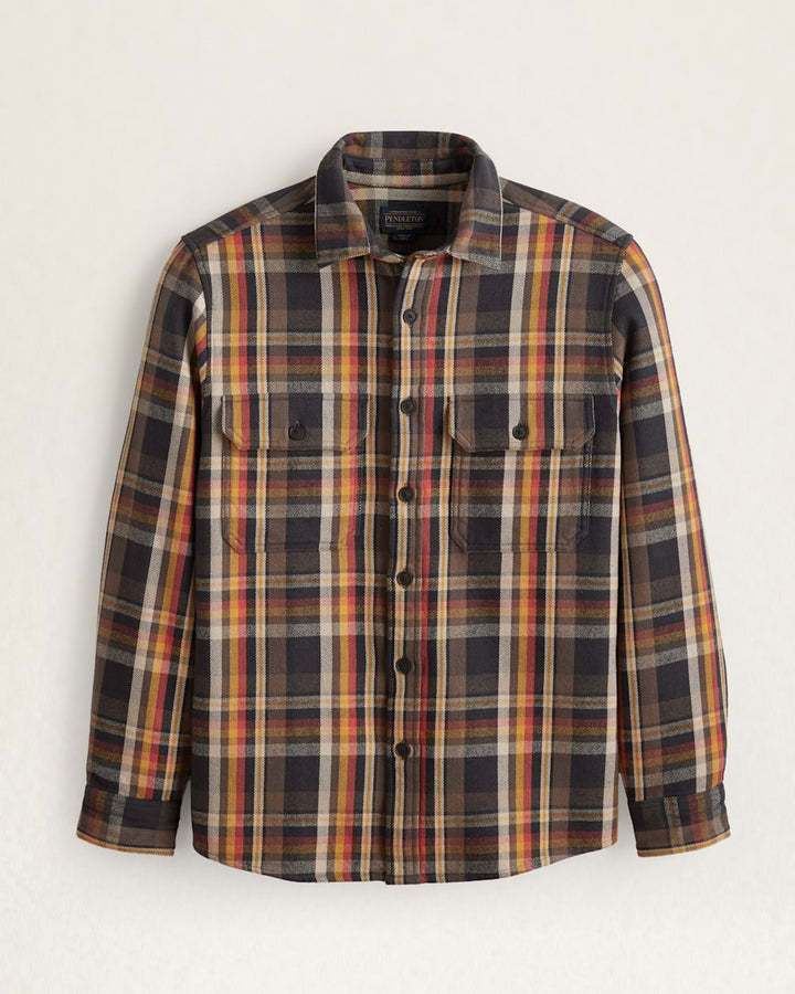 Pendleton MEN'S PLAID ARCADIA FLANNEL SHIRT - BLACK/GOLD MULTI PLAID - Sun Diego Boardshop