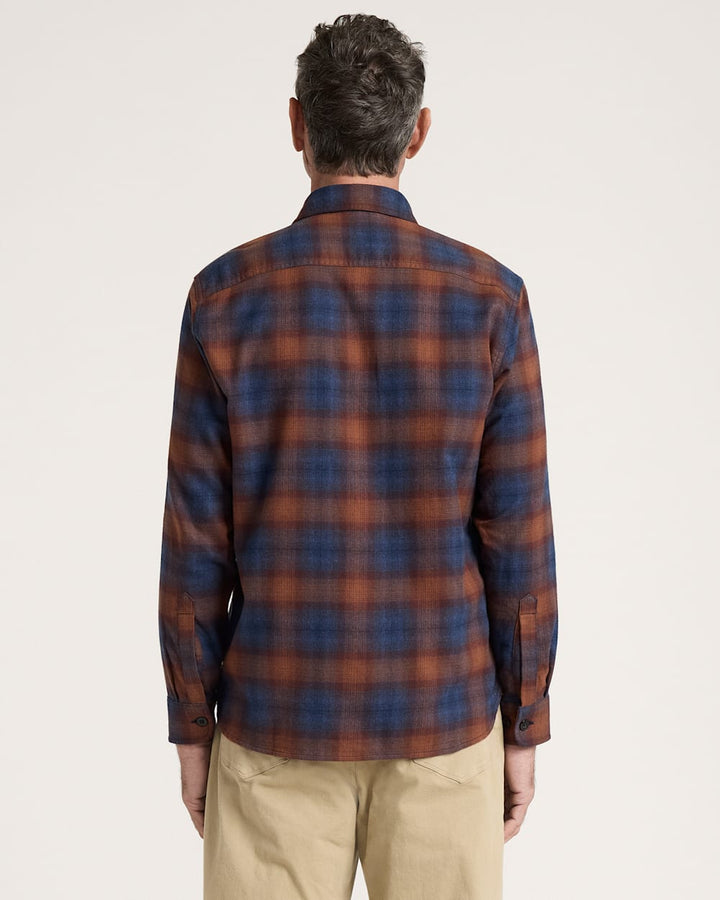 Pendleton Burnside Cotton Flannel Shirt - Navy/Brick Plaid