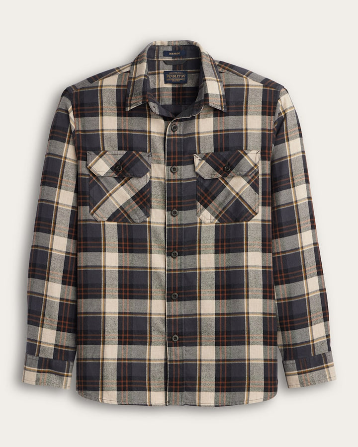 Pendleton Plaid Burnside Cotton Flannel Shirt - Natural/Charcoal Plaid - Sun Diego Boardshop