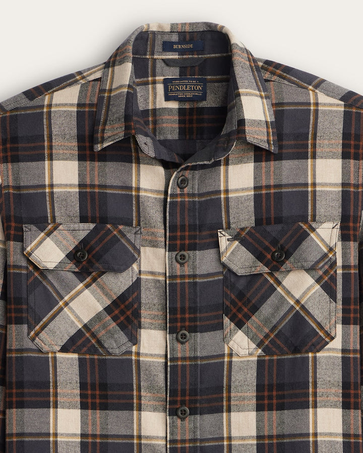 Pendleton Plaid Burnside Cotton Flannel Shirt - Natural/Charcoal Plaid - Sun Diego Boardshop
