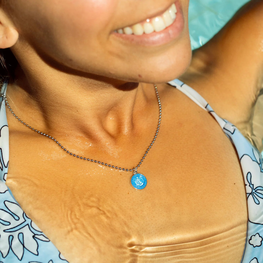 Getback Supply Small St. Christopher Necklace - Denim Blue