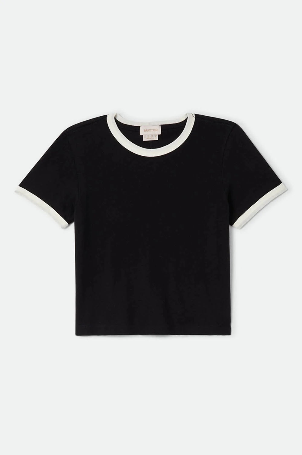 Brixton Women's Carefree Organic Garment Dye Ringer T-Shirt - Black/Off White - Sun Diego Boardshop