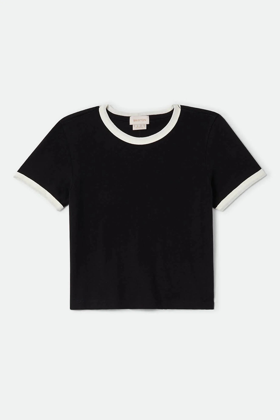 Brixton Women's Carefree Organic Garment Dye Ringer T-Shirt - Black/Off White - Sun Diego Boardshop