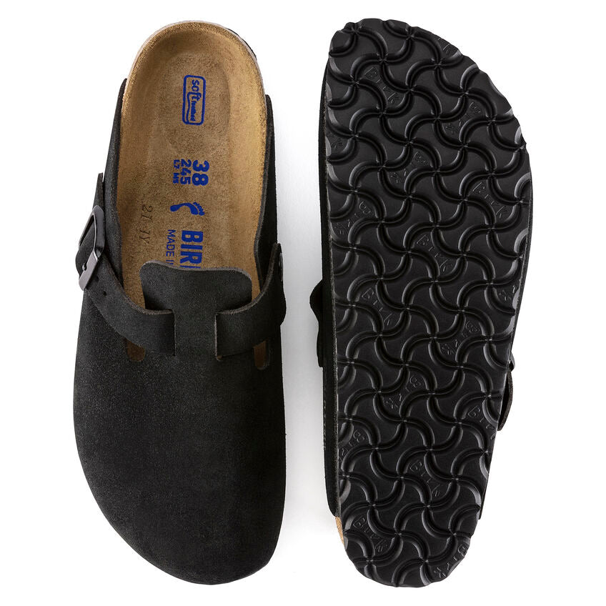 Birkenstock Boston Soft Footbed Suede Leather - Black - Sun Diego Boardshop
