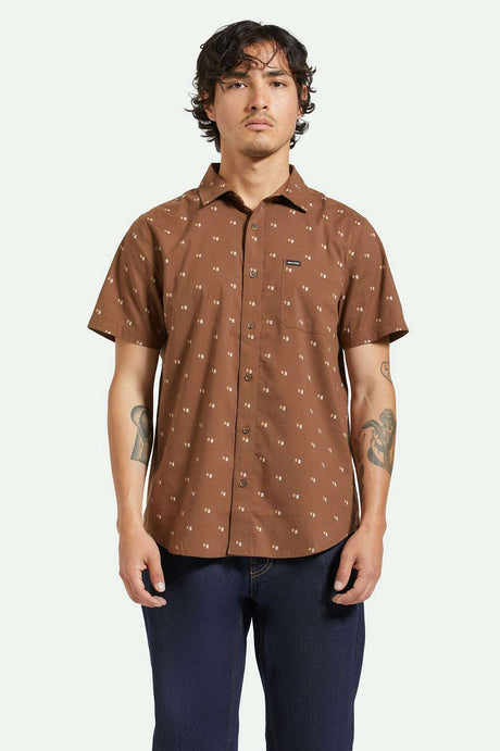 Brixton Charter Print S/S Woven Shirt - PINECONE BROWN/TIPPING SQUARE - Sun Diego Boardshop