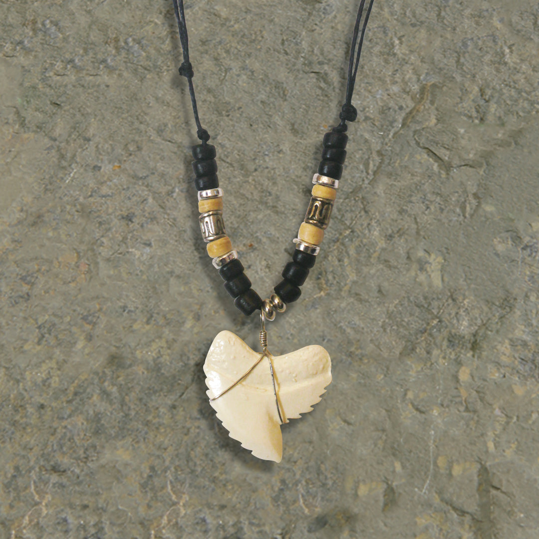 MAUNA KAI Replica Tiger Shark Tooth Adjustable Tan Beads Necklace - ASSORTED - Sun Diego Boardshop