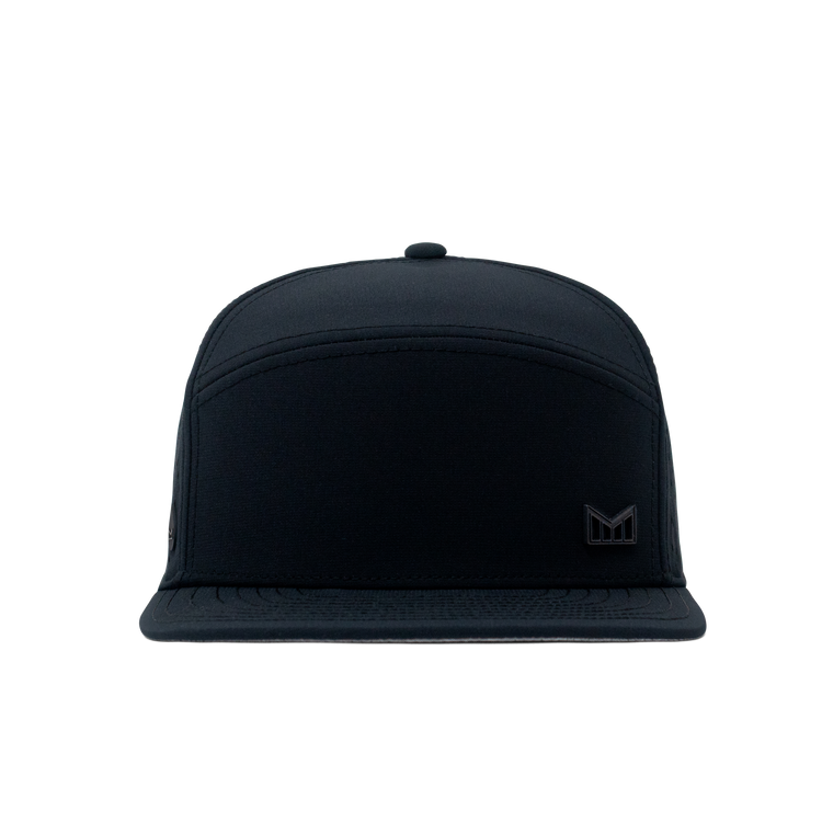 Black cap with a logo on a white background