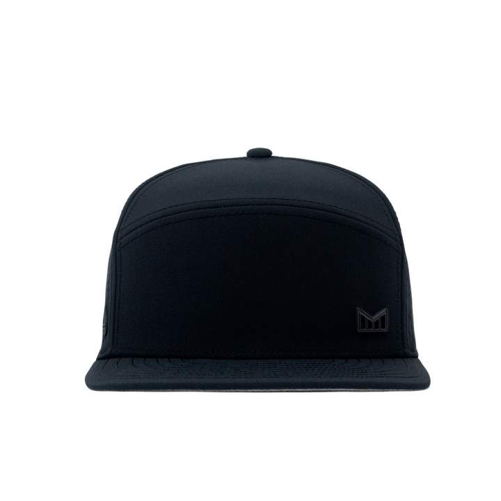 Black cap with a logo on a white background