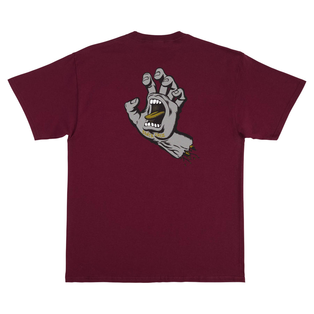 Santa Cruz Screaming Hand Mens T-Shirt - MAROON W/GREY/GOLD - Sun Diego Boardshop