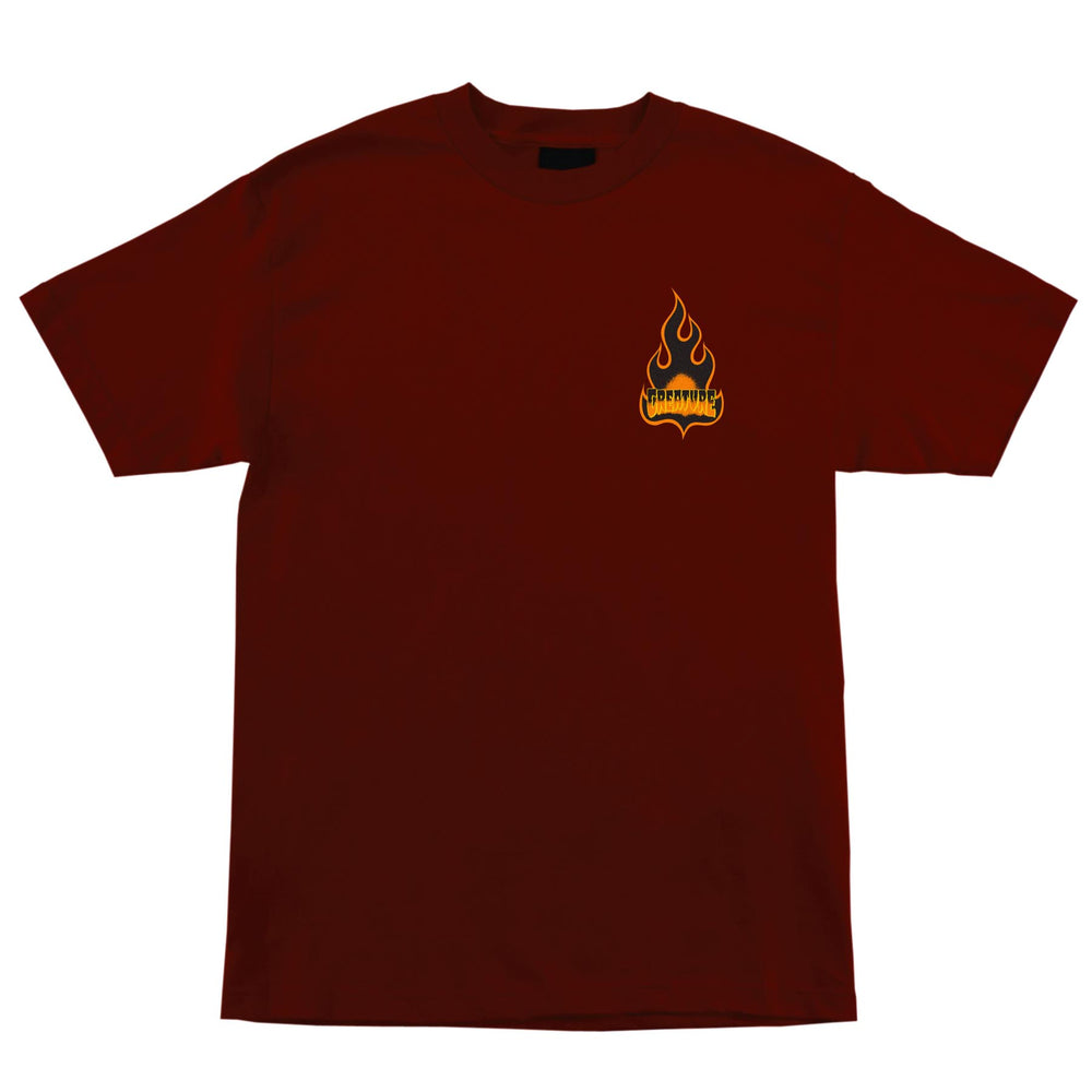 Creature Skateboards Logo Flame Men's Creature T-Shirt - BURGUNDY - Sun Diego Boardshop