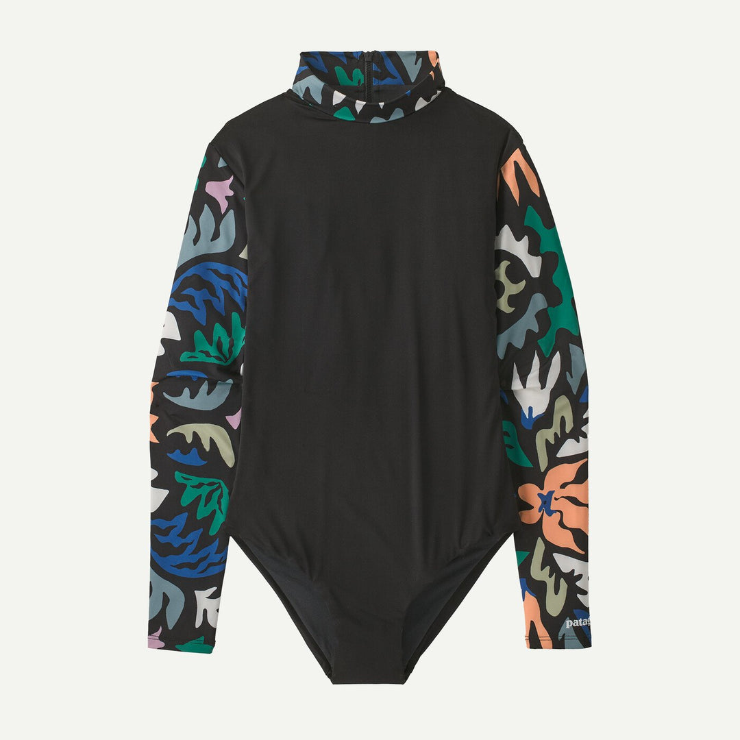 Patagonia Women'S Long-Sleeved Swell Seeker One-Piece Swimsuit - Kaleido Bloom: Black - Sun Diego Boardshop