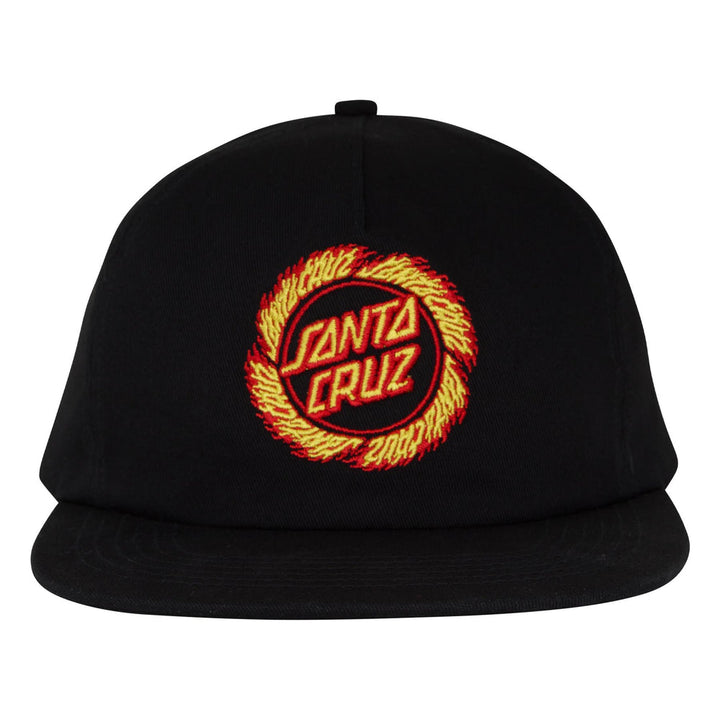 Santa Cruz Flamed Ring Dot Snapback Hat - BLACK - Sun Diego Boardshop