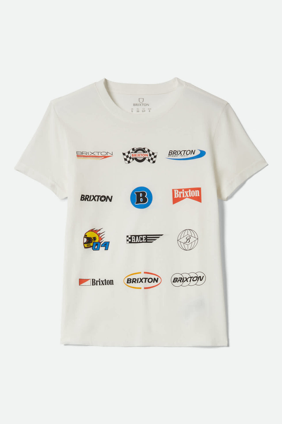 Brixton Racing Patches Crew T-Shirt - Off White - Sun Diego Boardshop