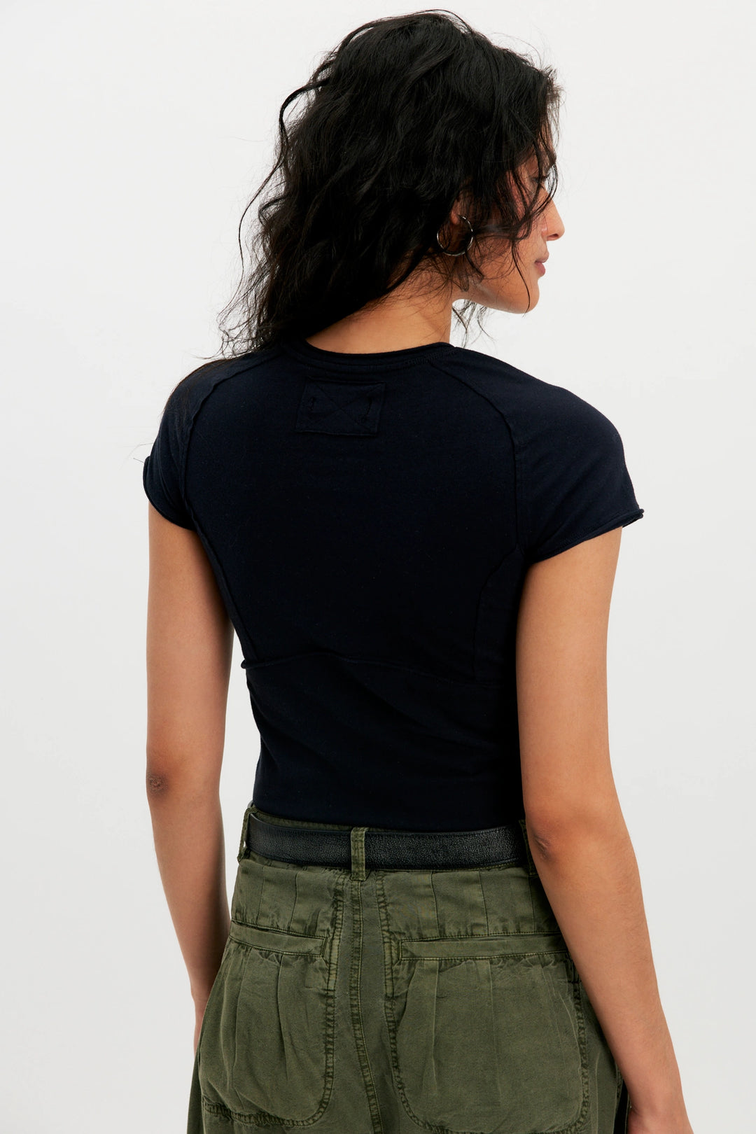 Free People Women's Protagonist Cropped Cap Sleeve Tee - Black - Sun Diego Boardshop