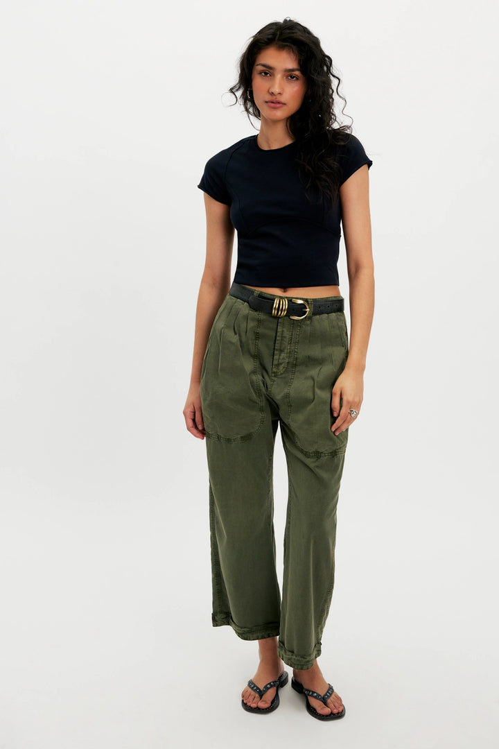 Free People Women's Protagonist Cropped Cap Sleeve Tee - Black - Sun Diego Boardshop