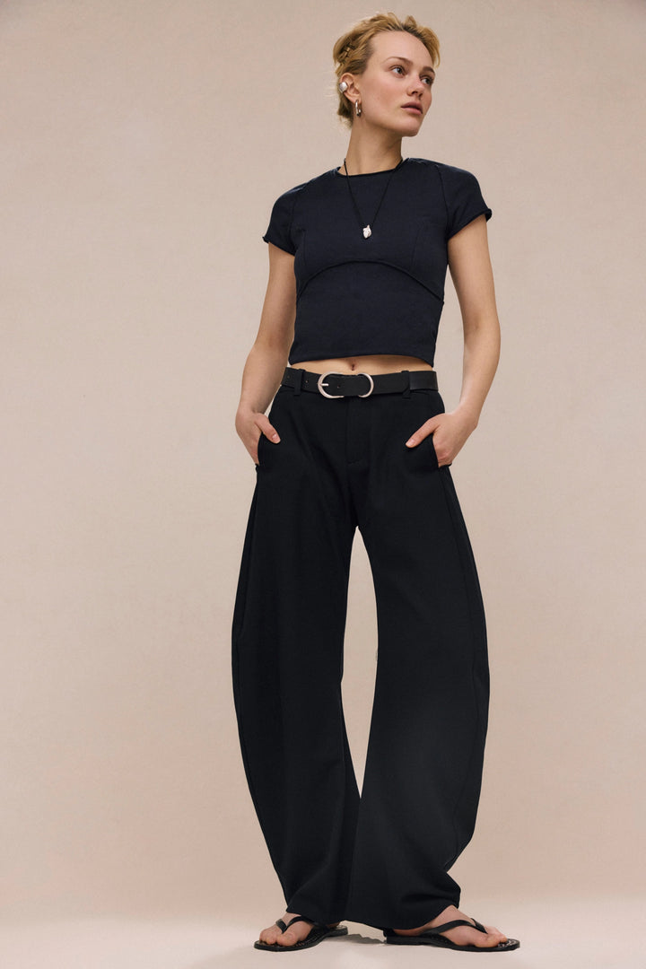 Free People Women's Protagonist Cropped Cap Sleeve Tee - Black - Sun Diego Boardshop