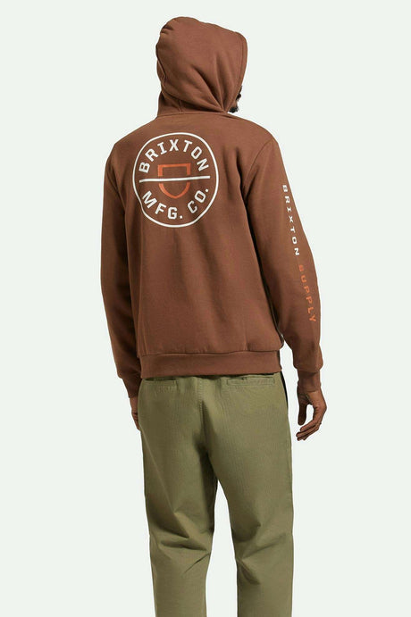 Brixton Crest Hoodie - PINECONE BROWN/RUST ORANGE/WHITE - Sun Diego Boardshop