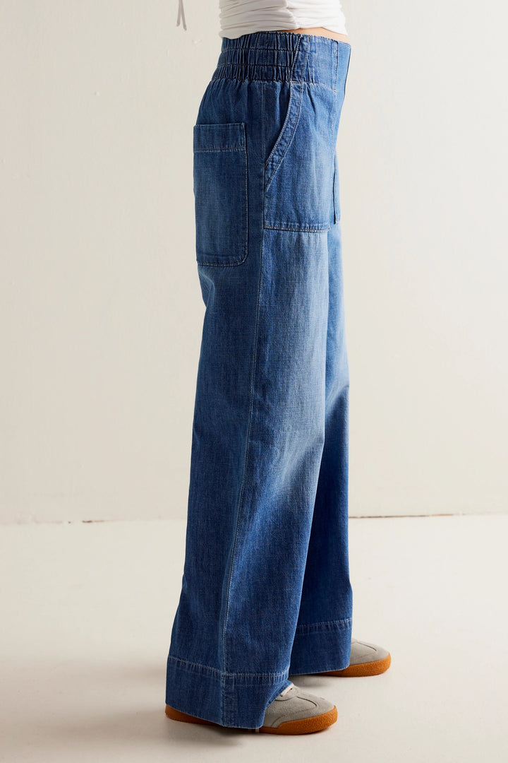 Free People Women's Breezy Denim Pull-On Jeans - Cobalt - Sun Diego Boardshop